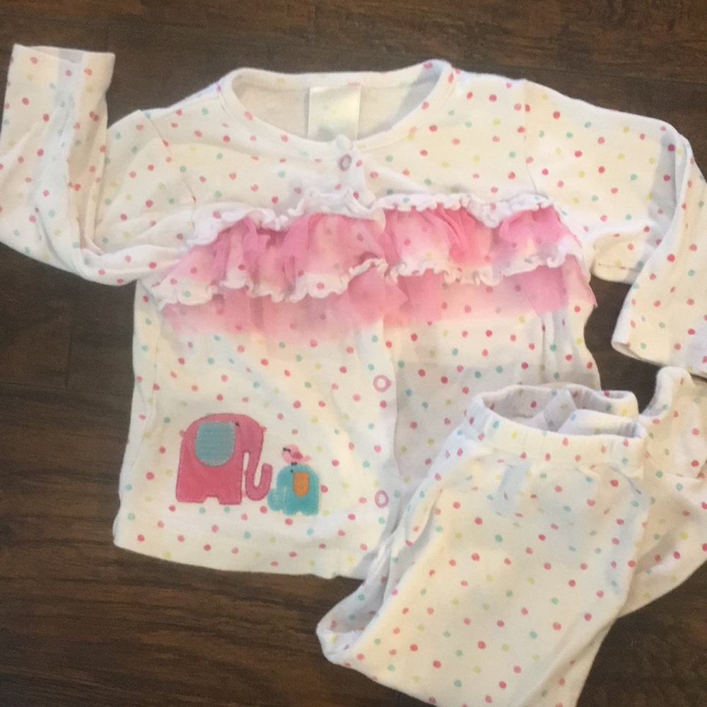 Nursery rhyme footed pajama with ruffled top